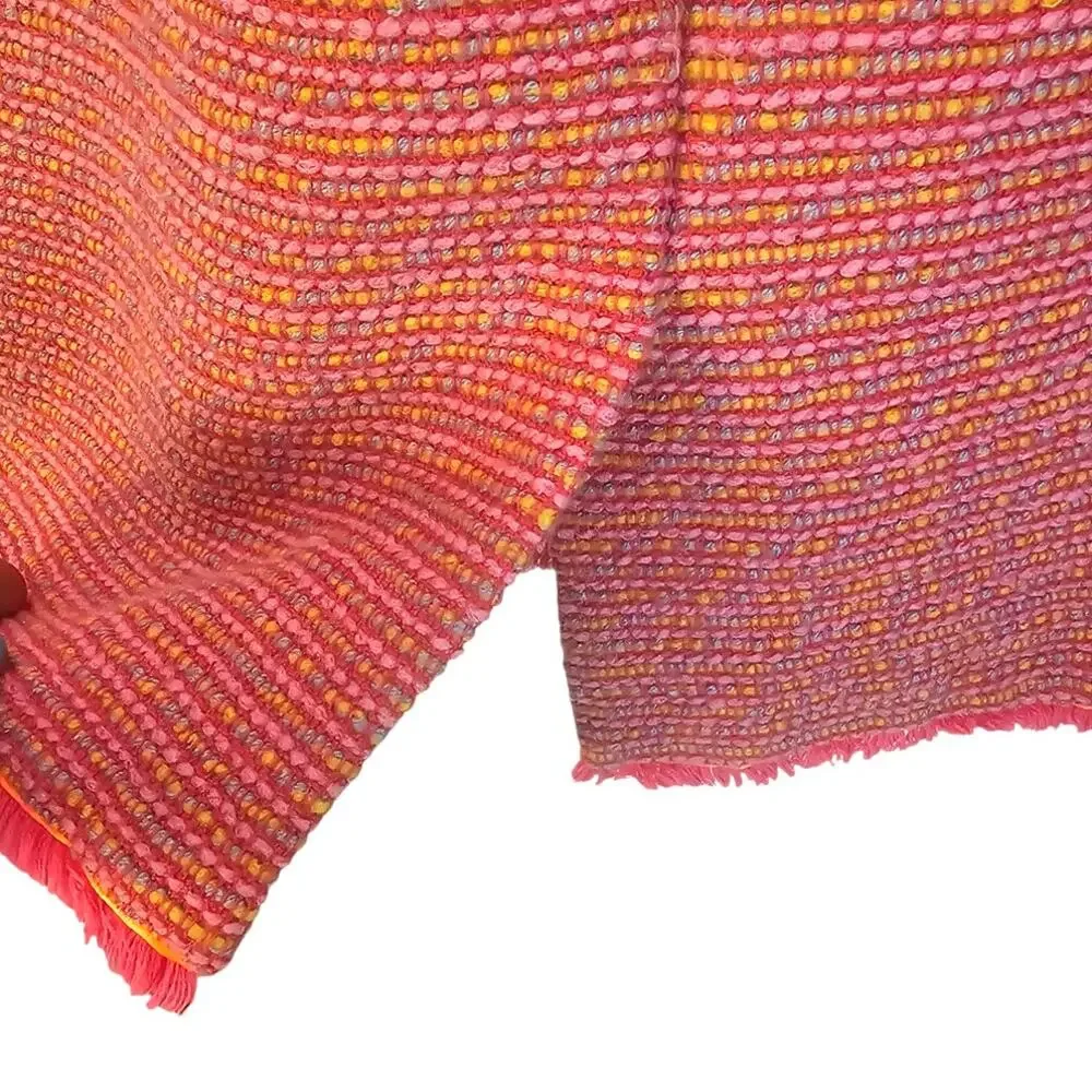 J. Crew Tweed Fringe Neon Pink Preppy Sleeveless Dress